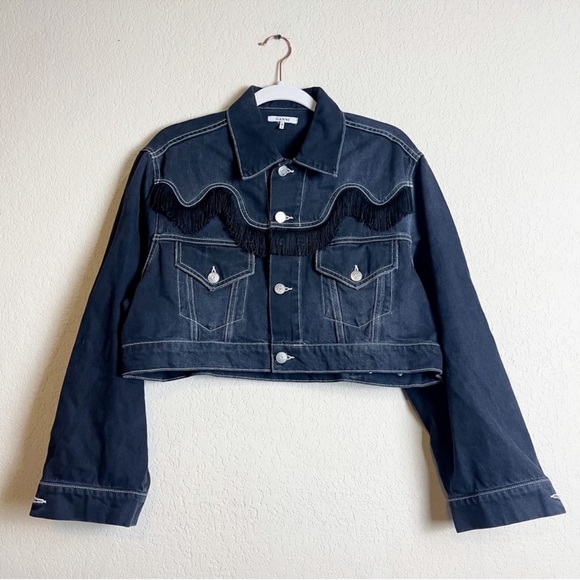 Ganni Rienzi Cropped Fringe Denim Jacket Washed
Black Size 36 Small - Picture 6 of 16